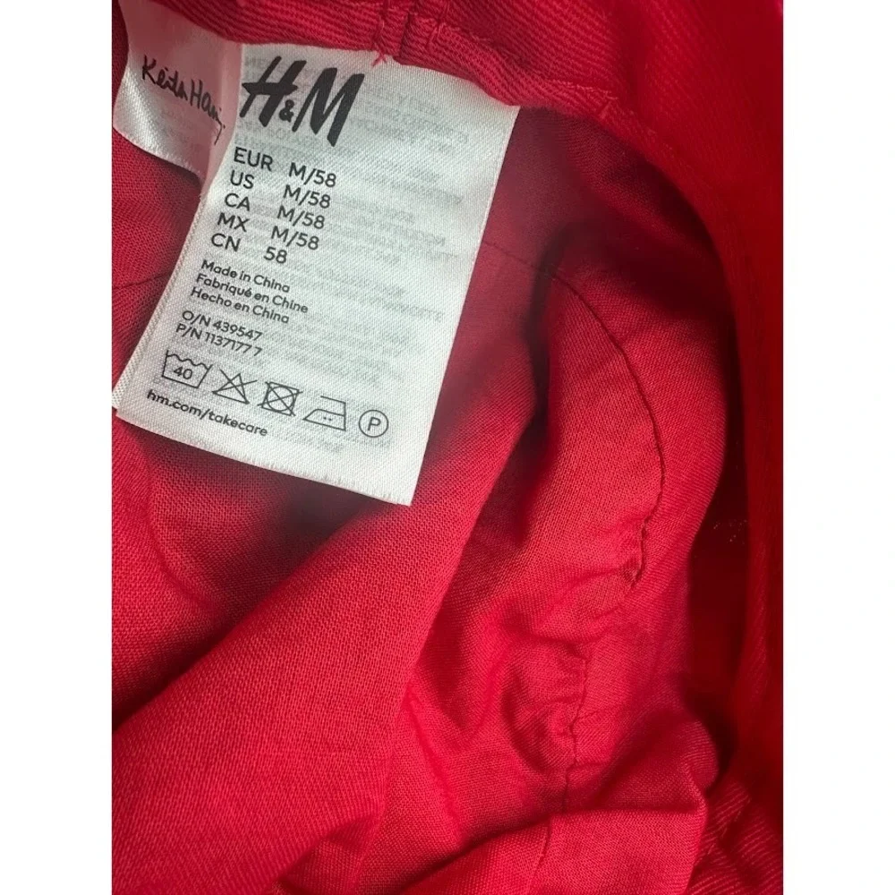Keith Haring x H&M Red Terry Bucket Hat Size M/58 Textured Jacquard Unisex